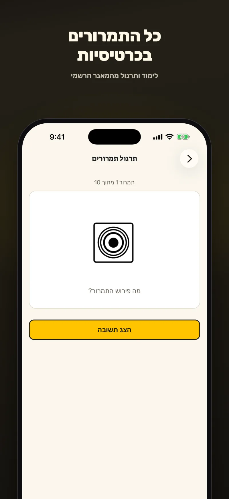 לימוד תמרורים בכרטיסיות